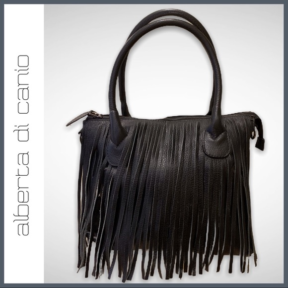 Alberta Di Canio Handbags - Alberta di Canio Italian Leather Fringe Purse EUC